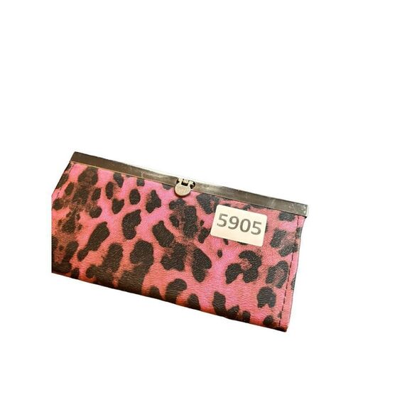 Vintage Pink & Black Leopard Print Clutch Wallet - Picture 3 of 9